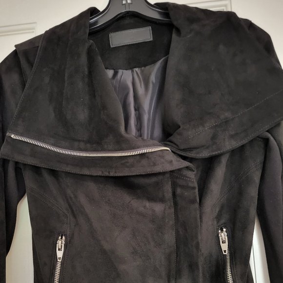 NEW SL8 Black Faux Suede Moto Jacket size XS - Picture 2 of 5
